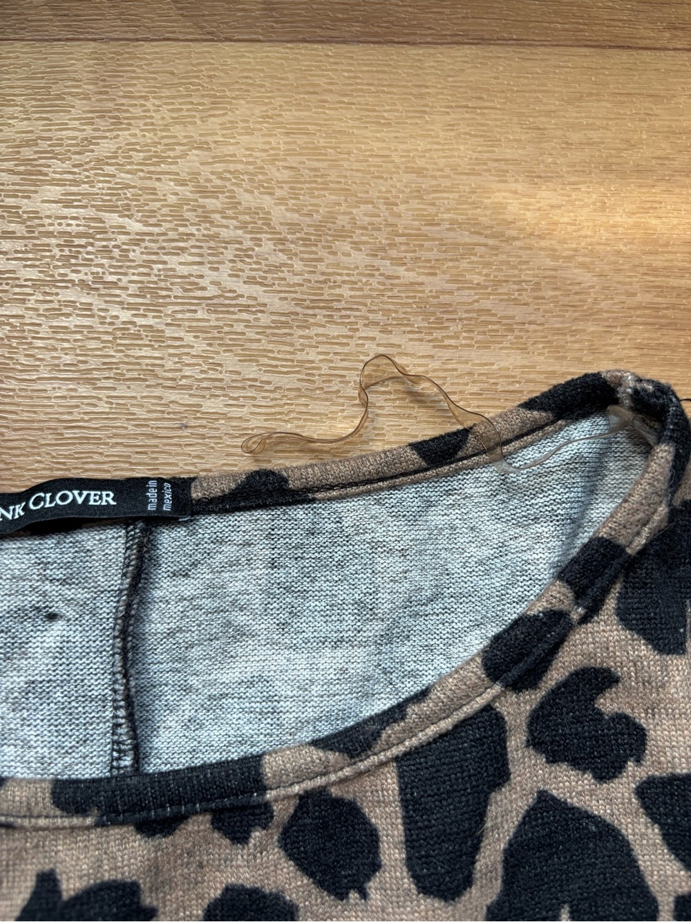 Pink Clover Brown Leopard Print Long Sleeve Top with Brown Elbow Patches - Picture 6 of 11